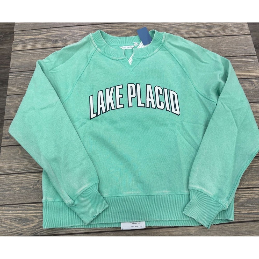 Lake Placid Graphic Sweatshirt Mint Green Crewneck Womens M